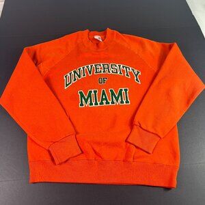 VTG 80s Miami Hurricanes Sweatshirt Fits Like A Medium Orange Crewneck USA Tag L